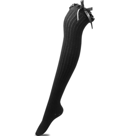 Over the Knee Socks With Satin Bows - Picture 1 of 3